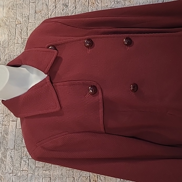 Maroon L.L. Bean Double Breasted Blazer Jacket - Picture 2 of 11
